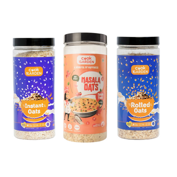Cookgarden Instant Oats, Rolled Oats & Tomato Twist Masala Oats Pack of 3 ( 400g each )
